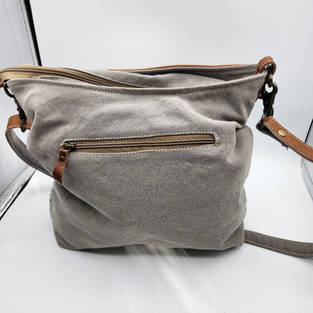 Myra Bag Leather & Cotton Crossbody/shoulder Bag - Picture 4 of 8